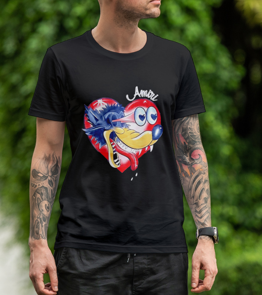 Heart Wolf Amiri Iconic Pop Art Style Fusion T-Shirt