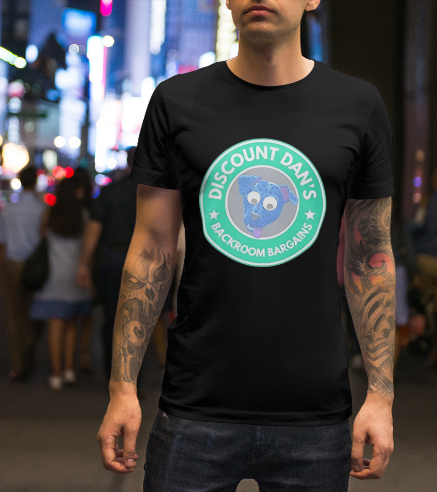 Discount Dan's Backroom Bargains Dog Face Circular T-Shirt