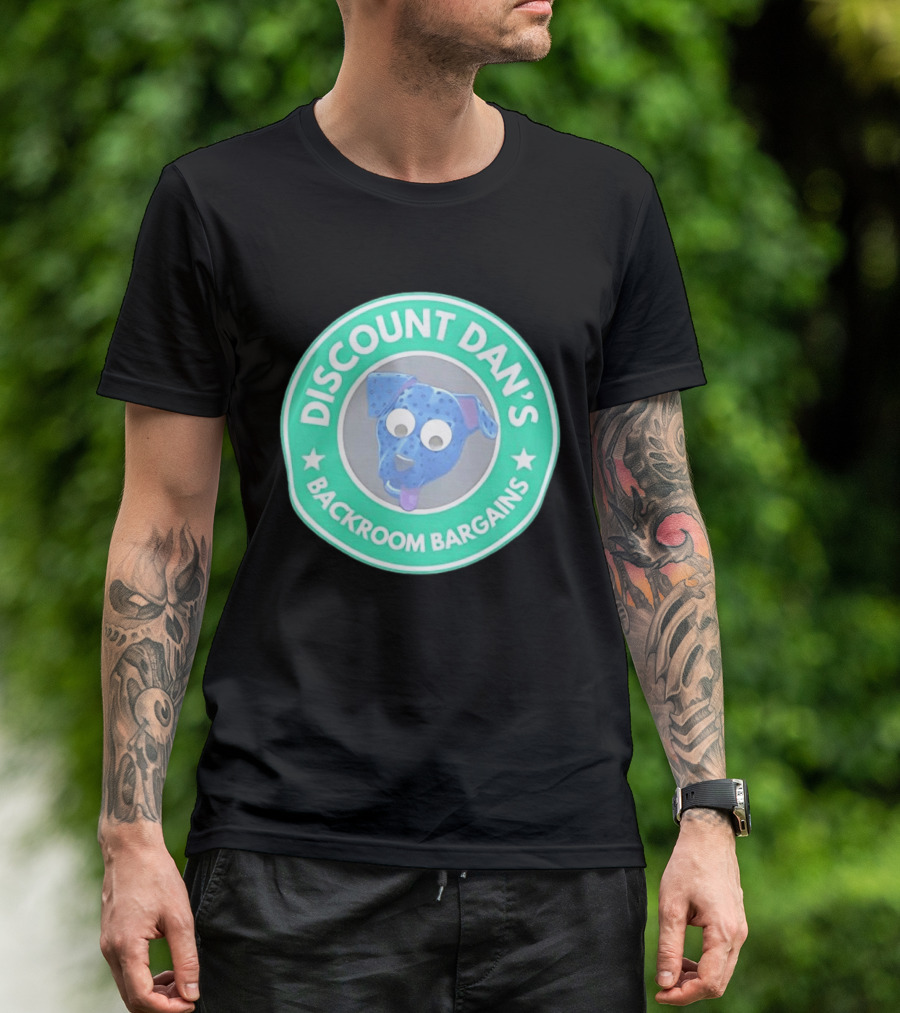 Discount Dan's Backroom Bargains Dog Face Circular T-Shirt