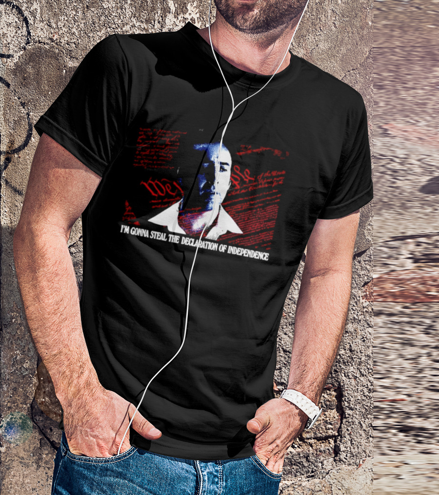 Nicolas Cage I'm Gonna Steal The Declaration Of Independence Face Red White Blue T-Shirt