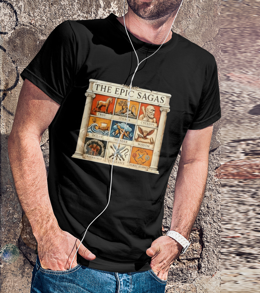 The Epic Sagas Odysseus Trojan War Ocean Thunder Underworld Cyclops Vengeance Heroic Journey T-Shirt