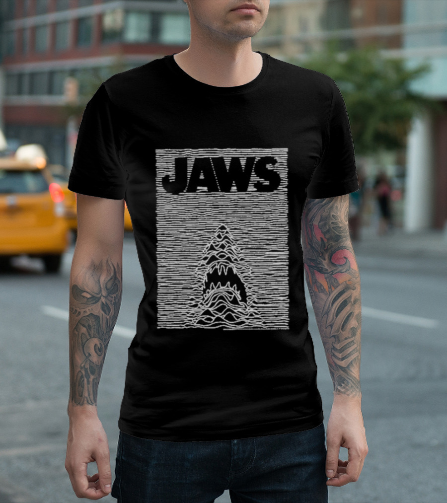 Jaws Unknown Pleasures Album Cover Mashup T-Shirt