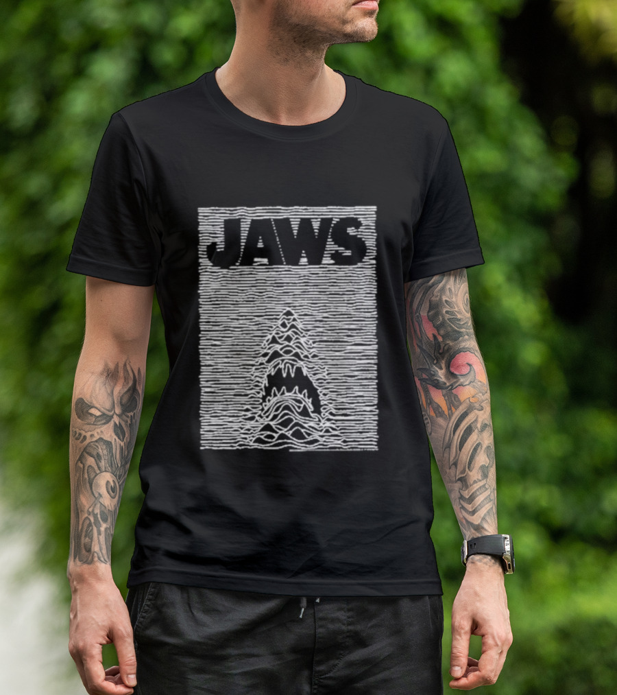 Jaws Unknown Pleasures Album Cover Mashup T-Shirt
