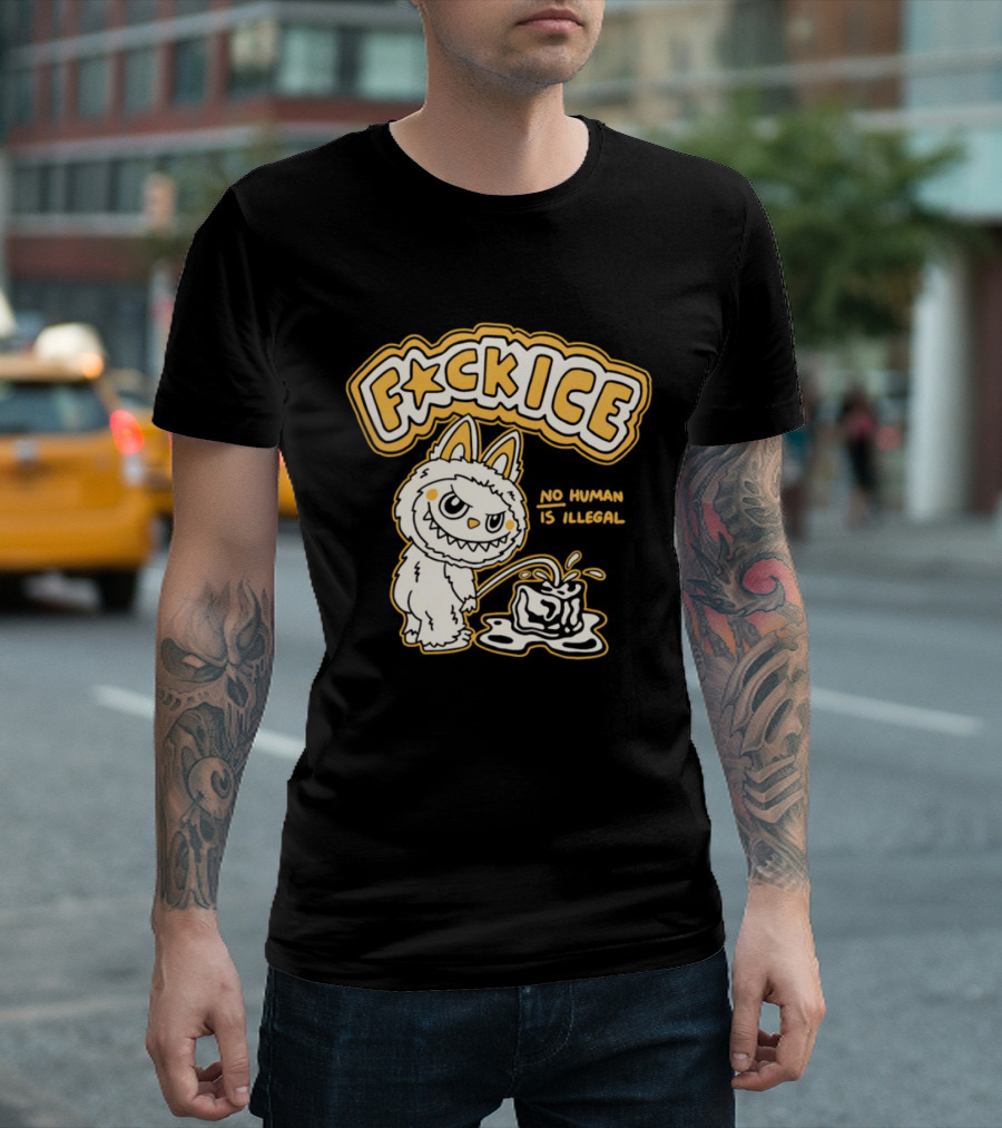 Fck Ice No Human Is Illegal Meme Labubu T-Shirt