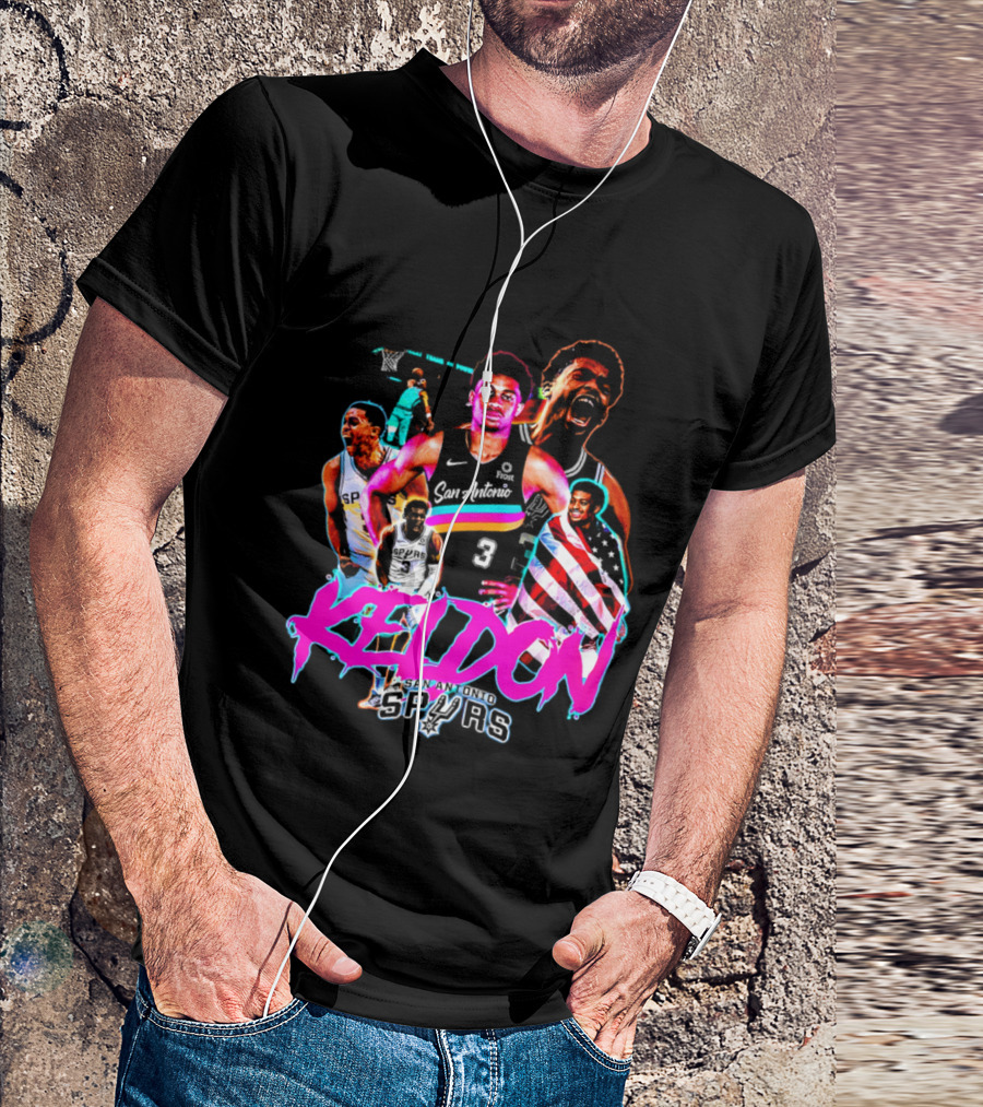 San Antonio Spurs Keldon Johnson Collage Vibrant Basketball Player T-Shirt