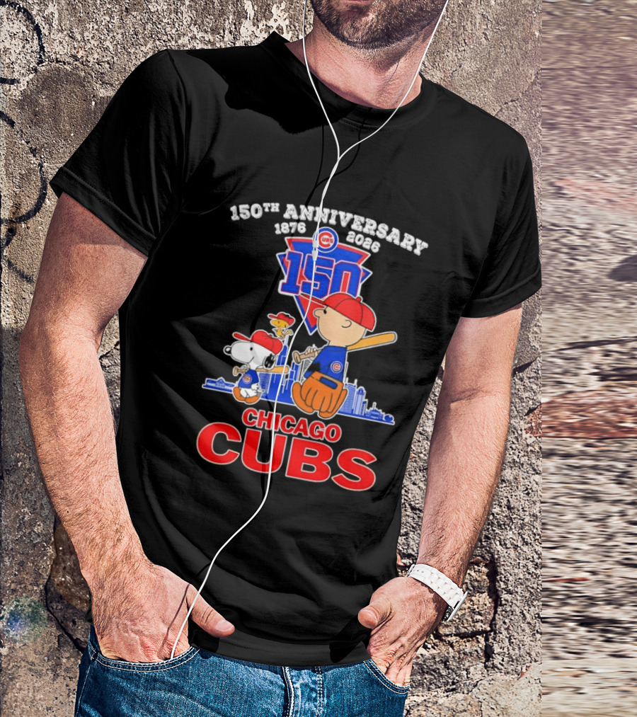 Snoopy Charlie Brown Woodstock Chicago Cubs 150th Anniversary 1876 2026 MLB 150 T-Shirt