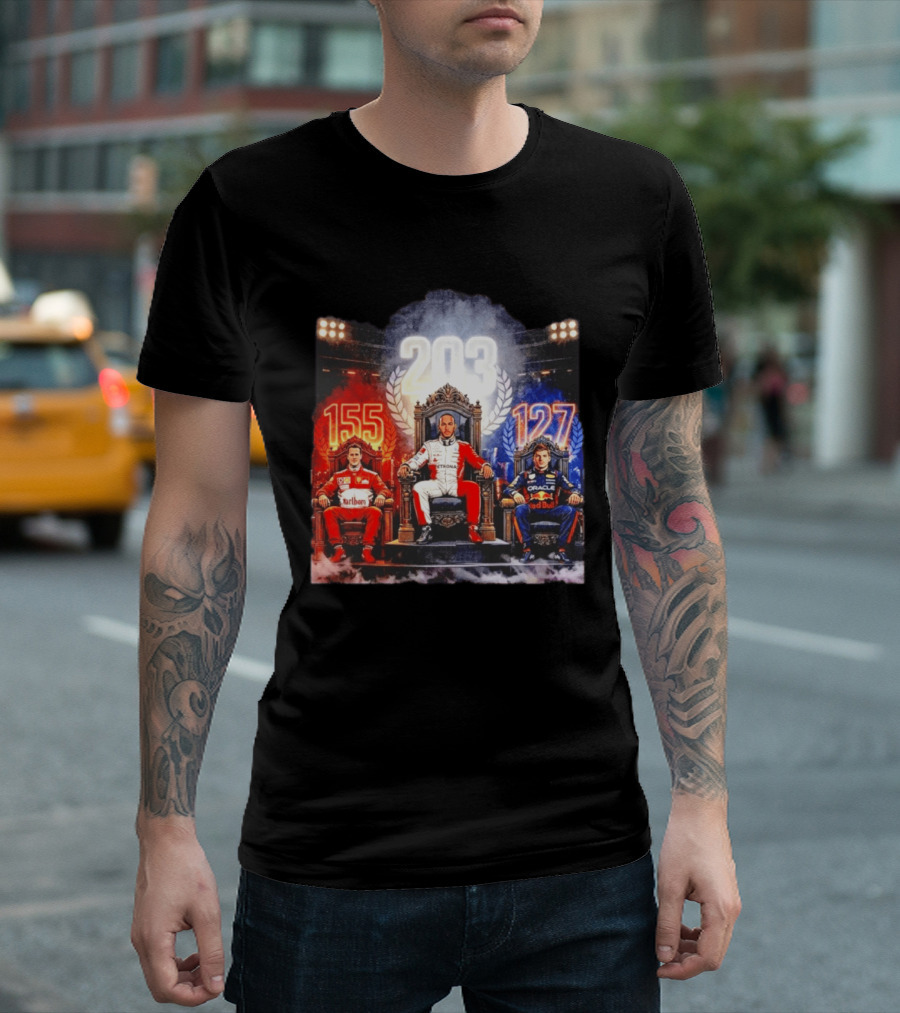 Michael Schumacher Lewis Hamilton Max Verstappen F1 155 203 127 Racing Legends T-Shirt