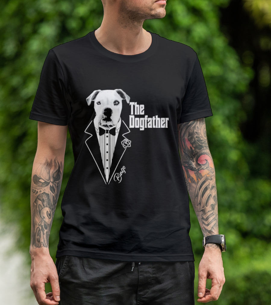 The Dogfather Bingo Tuxedo Bow Tie Rose Godfather Movie Pet Owner T-Shirt
