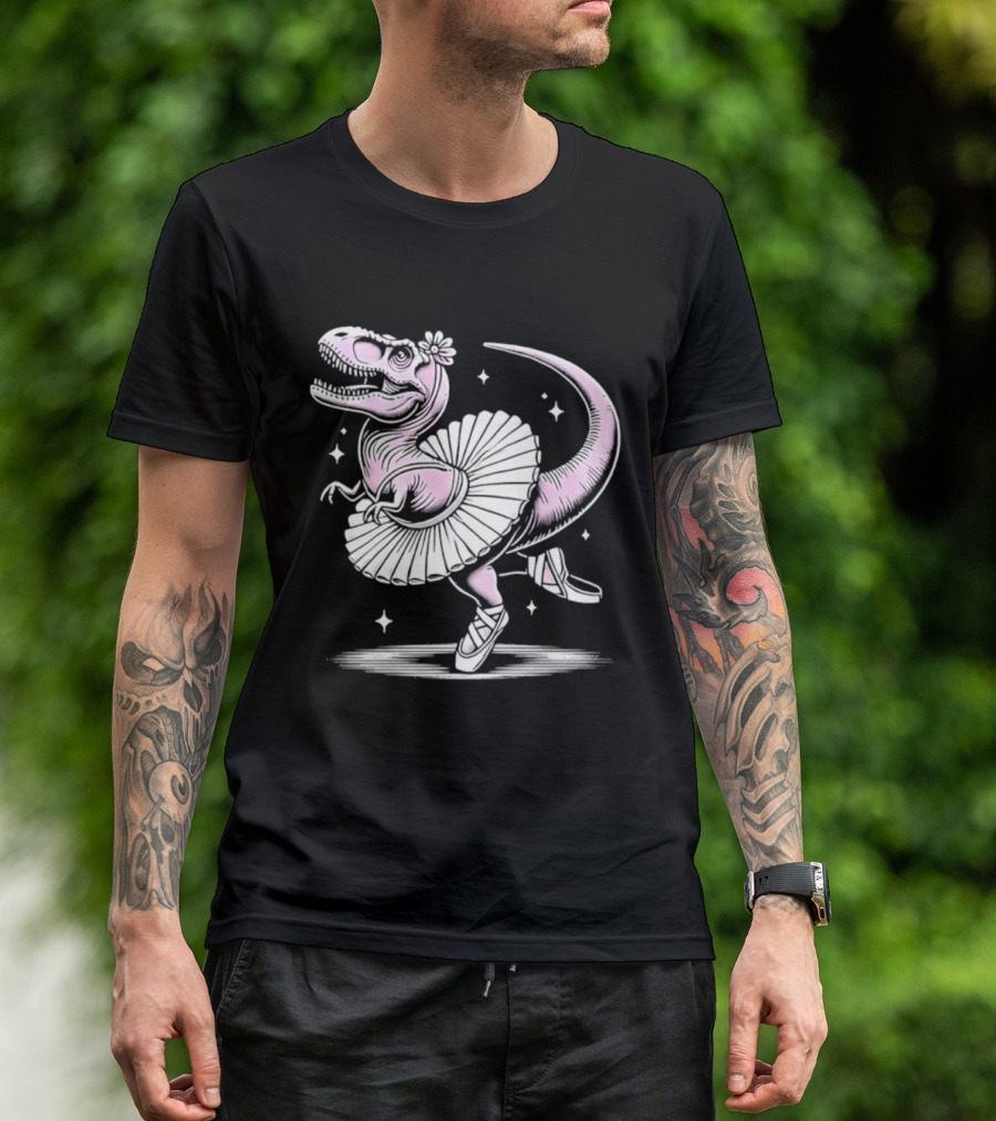 Tyrannosaurus Rex Pink Ballerina Tutu Pointe Shoes Dancing T-Shirt