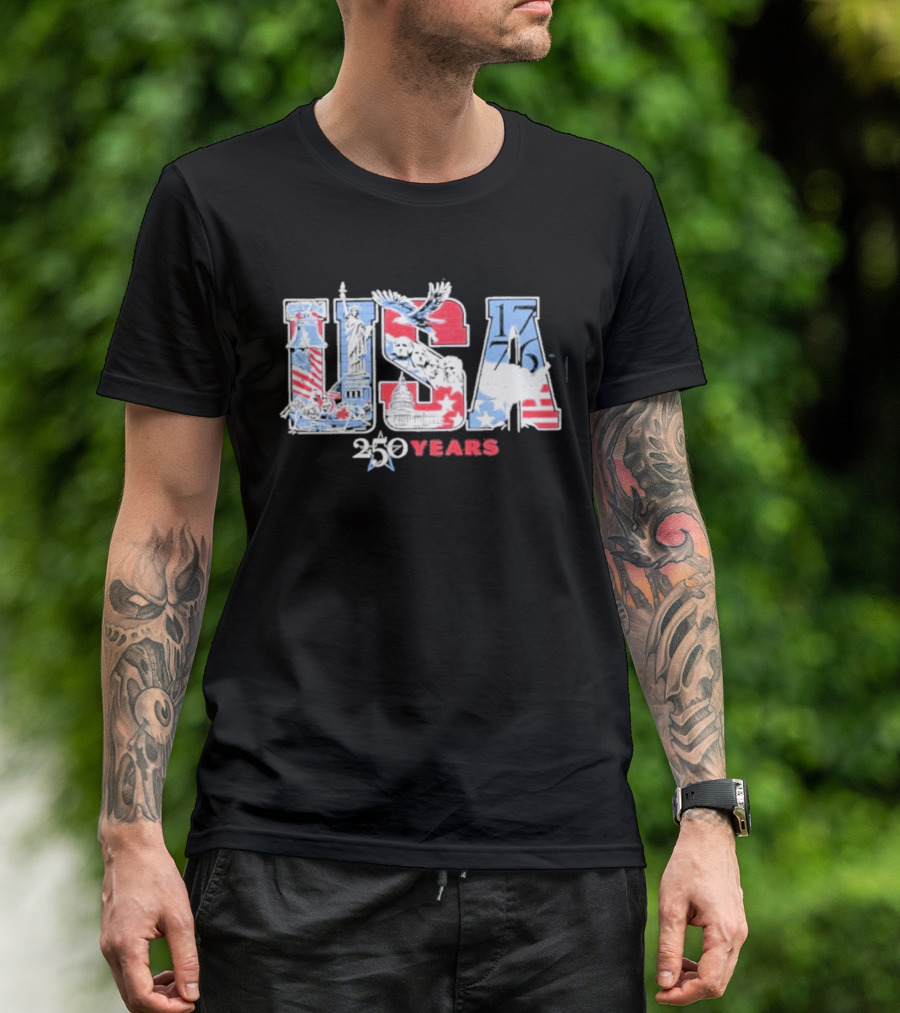 USA 250 Years 1776 2026 American Flag Liberty Eagle T-Shirt