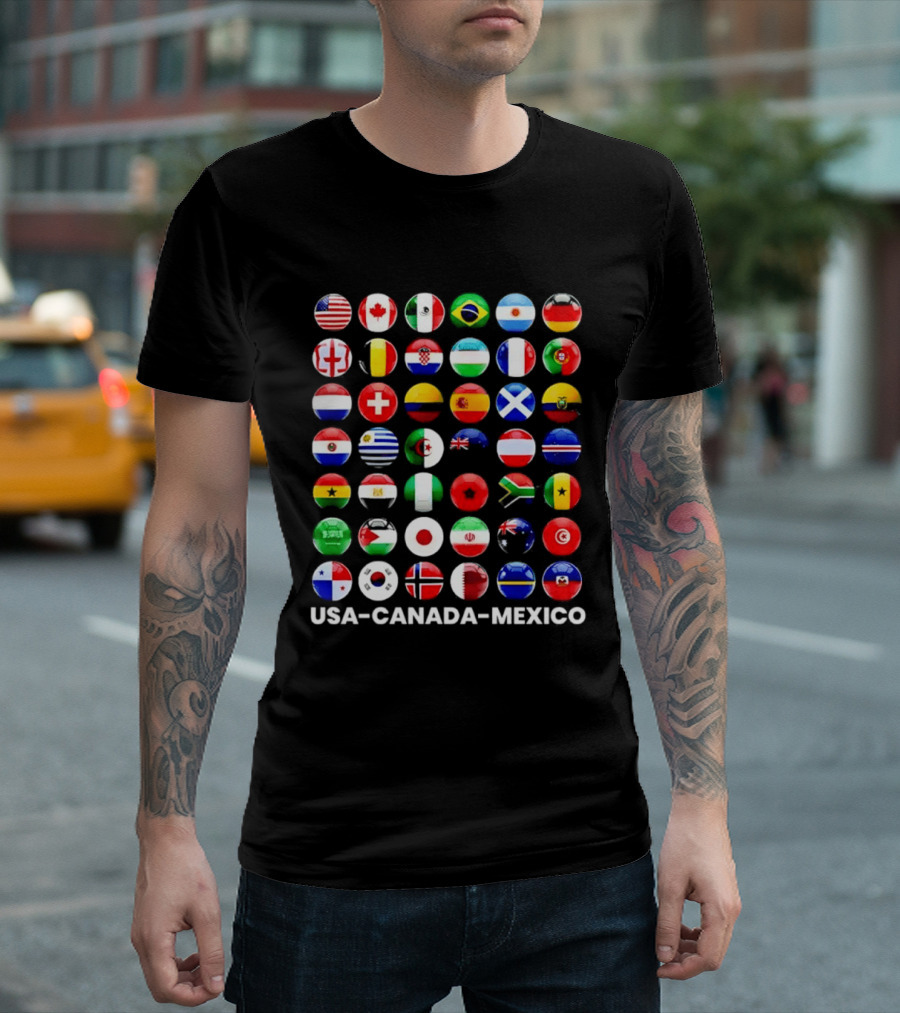 USA Canada Mexico Soccer Tournament All Country Flags United Nations Football Nations T-Shirt
