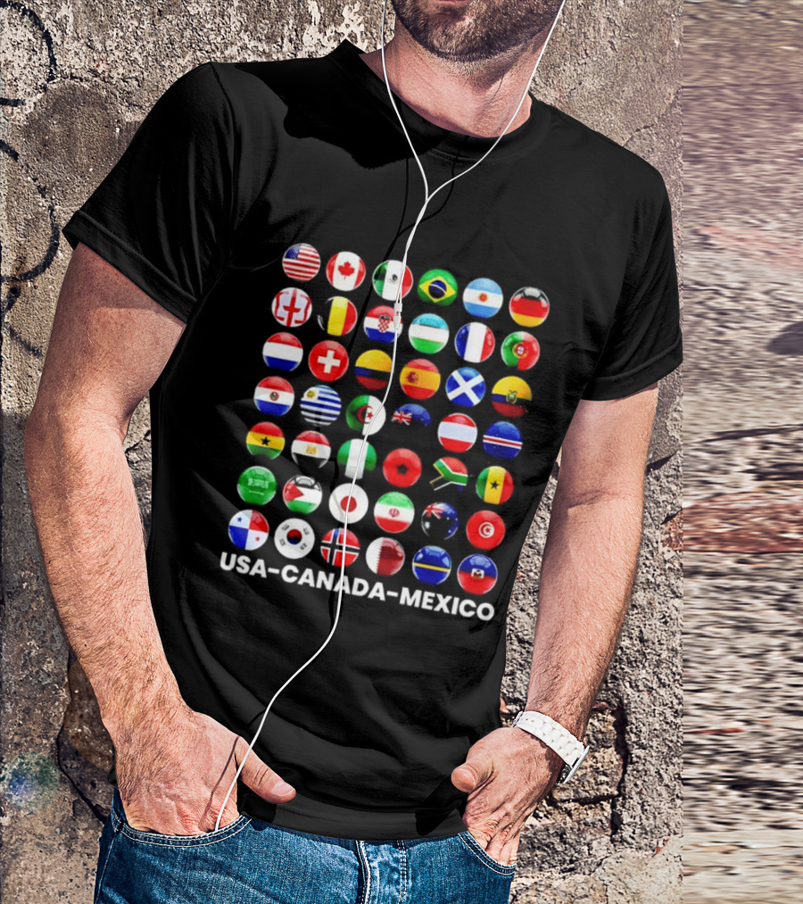 USA Canada Mexico Soccer Tournament All Country Flags United Nations Football Nations T-Shirt