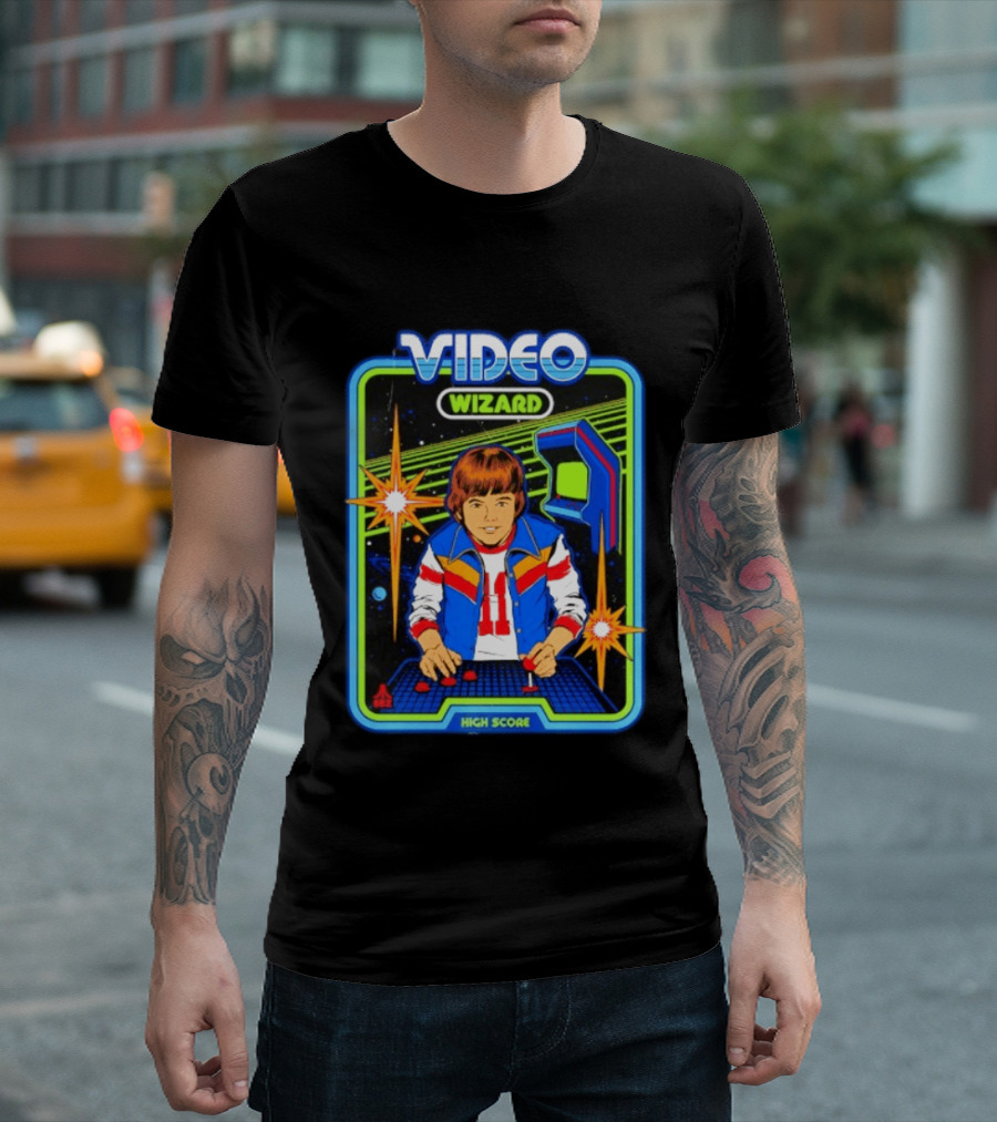 Video Wizard High Score Classic Nerds Vintage Arcade T-Shirt