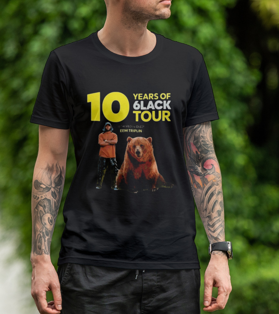 10 Years Of 6lack Tour Eem Triplin Brown Bear T-Shirt