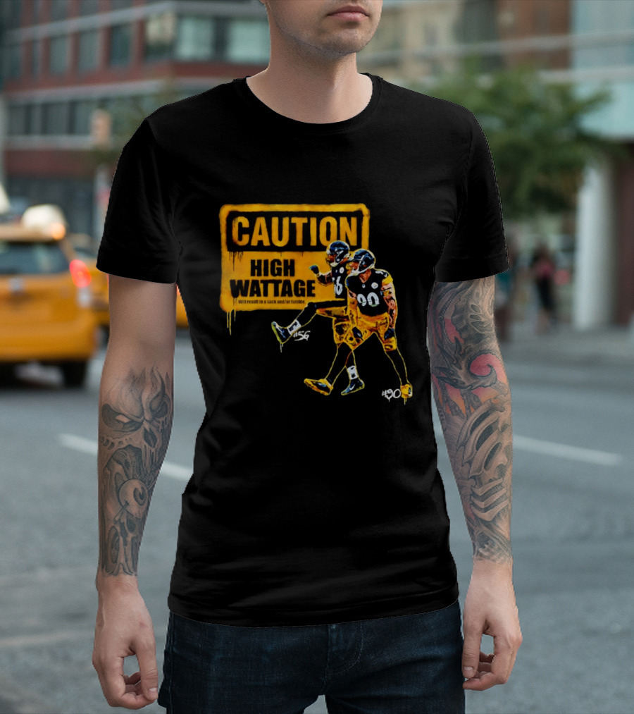 Caution High Wattage Alex Highsmith TJ Watt Pittsburgh Steelers Sack T-Shirt