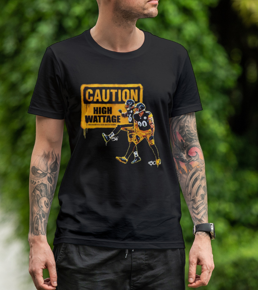 Caution High Wattage Alex Highsmith TJ Watt Pittsburgh Steelers Sack T-Shirt