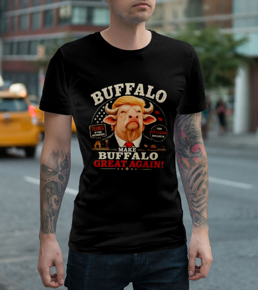 Buffalo Make Buffalo Great Again Funny Graphic With Trump Hair And Star T-Shirt
