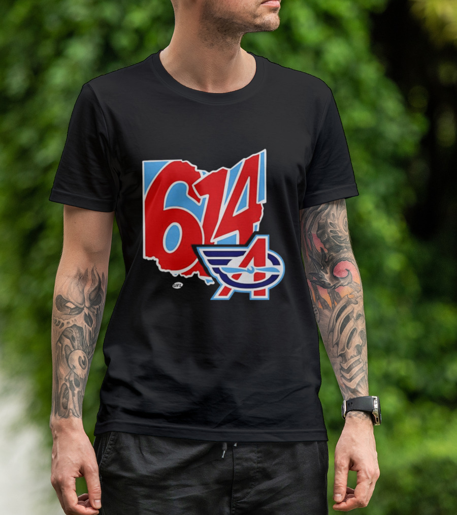 Arlington Renegades Ohio 614 United Football League State Map T-Shirt