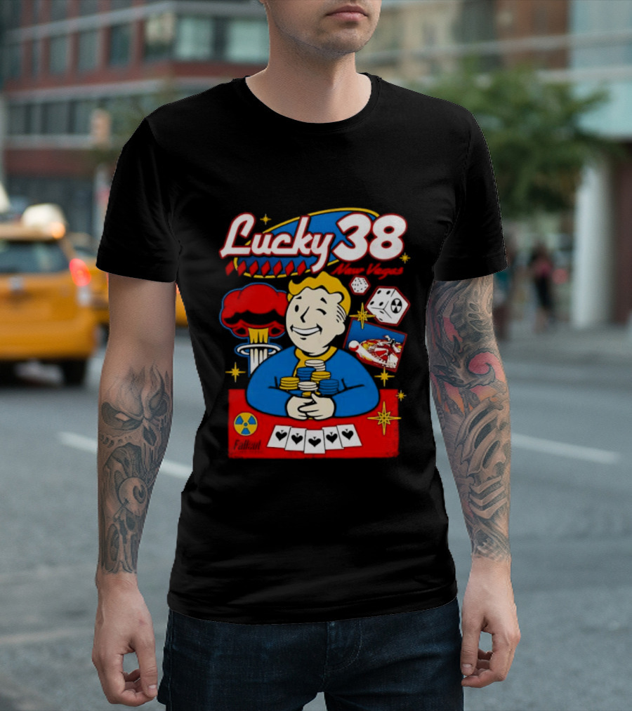 Lucky 38 New Vegas Vault Boy Poker Explosion T-Shirt