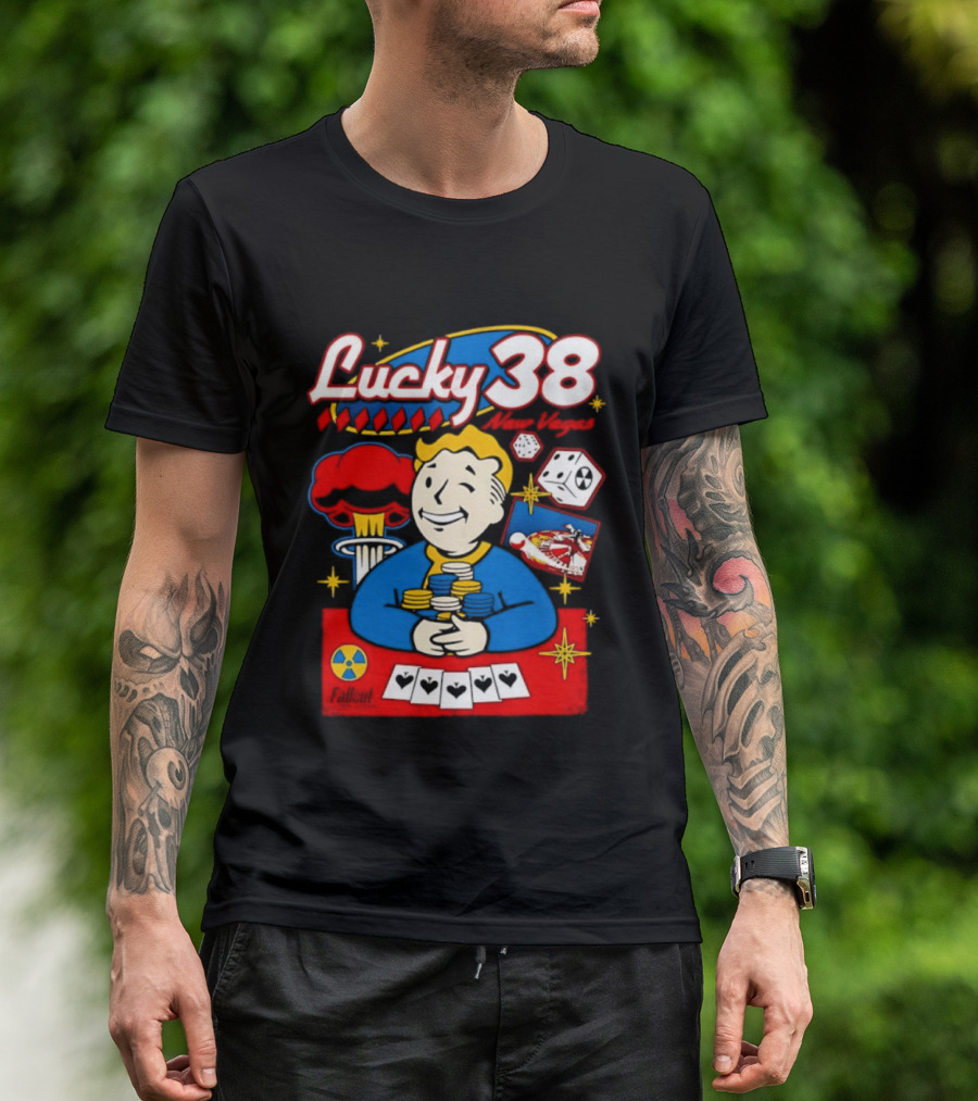 Lucky 38 New Vegas Vault Boy Poker Explosion T-Shirt