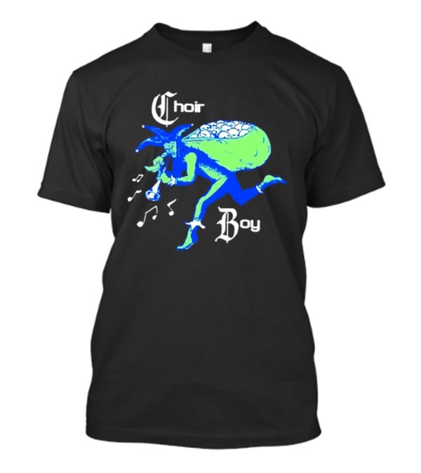 Choir Boy Running Jester With Bag Of Bones And Musical Notes T-Shirt