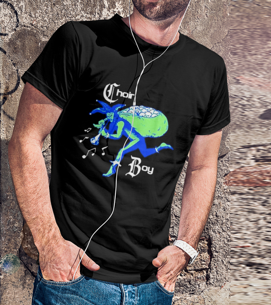 Choir Boy Running Jester With Bag Of Bones And Musical Notes T-Shirt