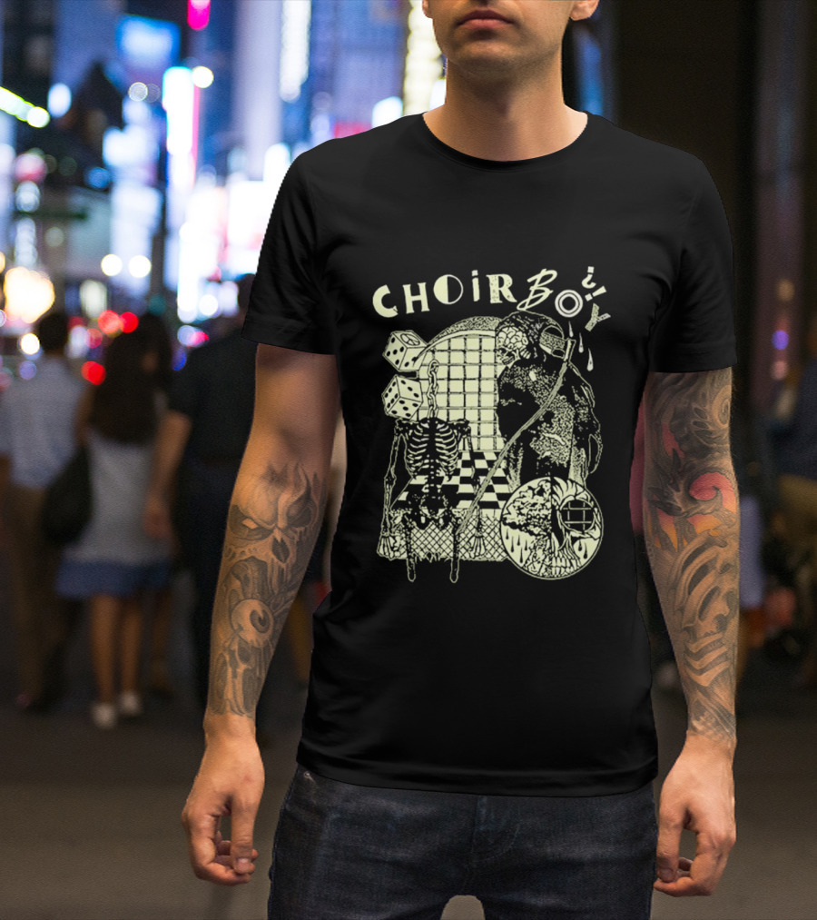 Choir Boy Reaper Skeleton Chessboard T-Shirt