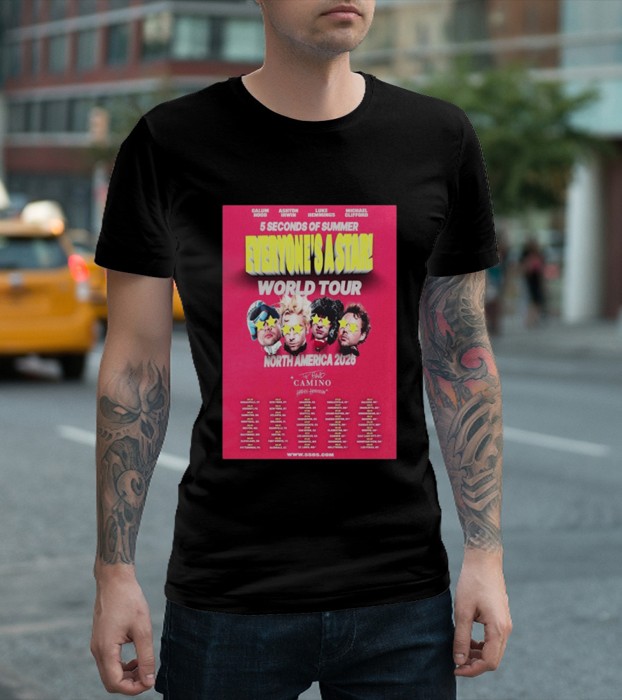 5 Seconds Of Summer Everyone's A Star World Tour North America 2026 Haiden Henderson T-Shirt