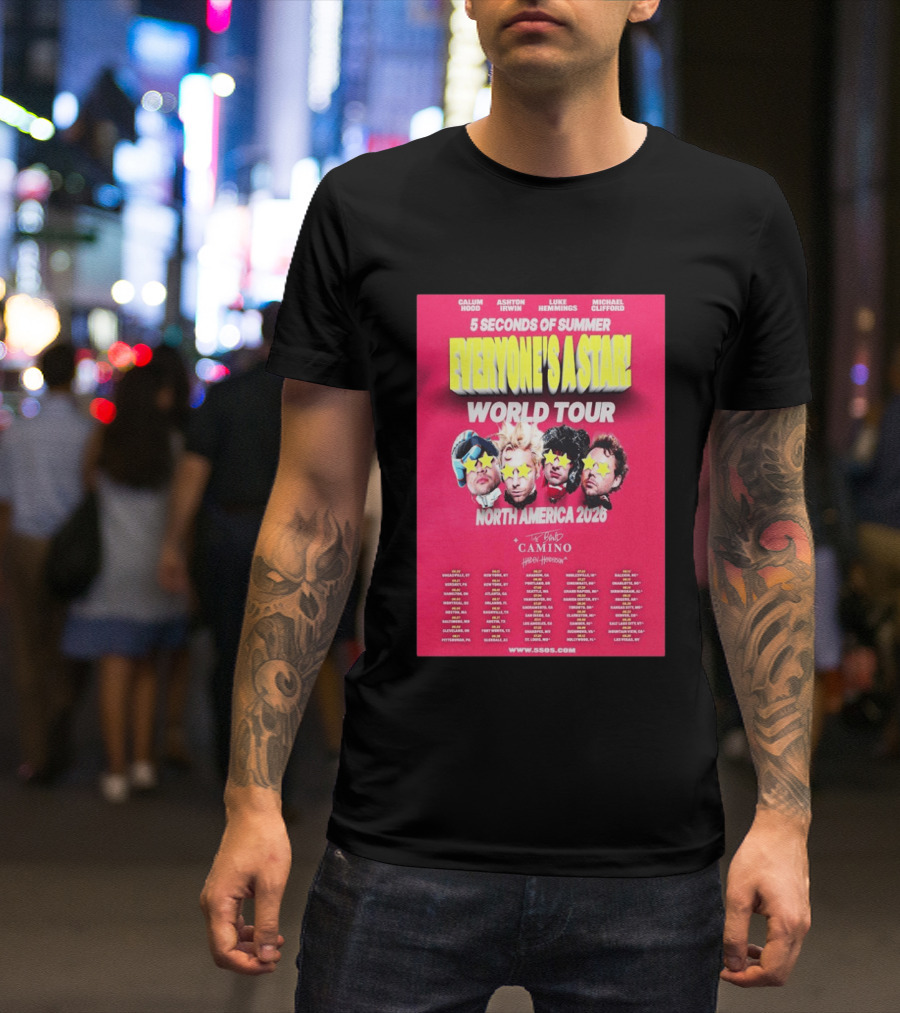 5 Seconds Of Summer Everyone's A Star World Tour North America 2026 Haiden Henderson T-Shirt