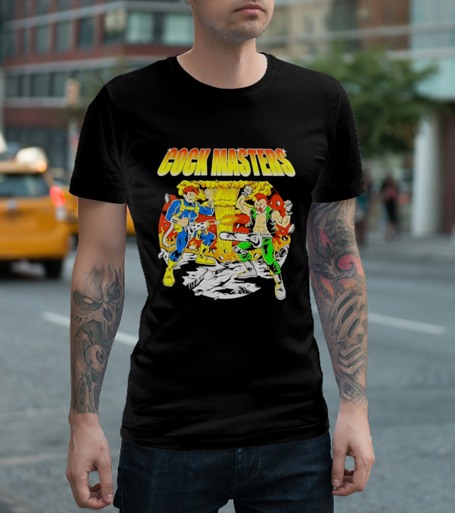 Cock Masters Cartoon Characters With Classic Action Pose T-Shirt