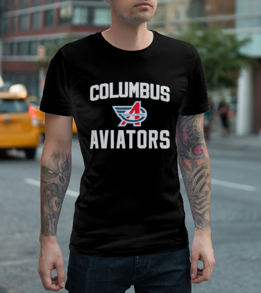 Columbus Aviators UFL Block Letter Iconic Winged T-Shirt