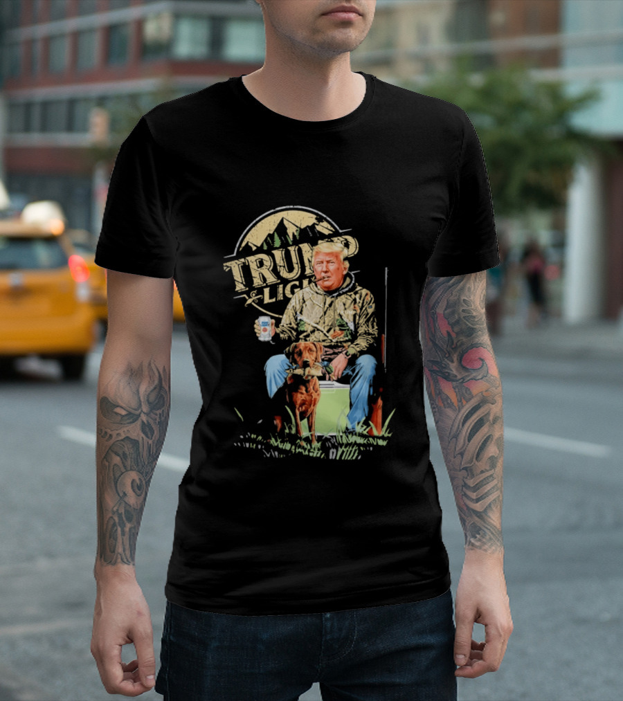 Trump Light Countryside Hunting With Dog And Beer T-Shirt