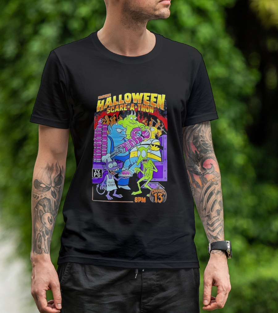 Simpsons Halloween Scare A Thon TV PG 8PM Channel 13 Hell's Kitchen Monsters And Aliens T-Shirt