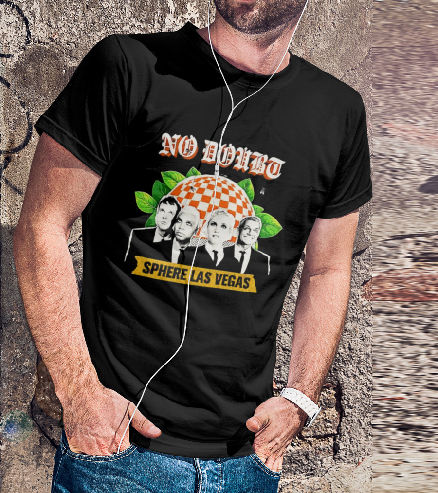 No Doubt Sphere Las Vegas Checkered Umbrella Band Members And Leaves T-Shirt