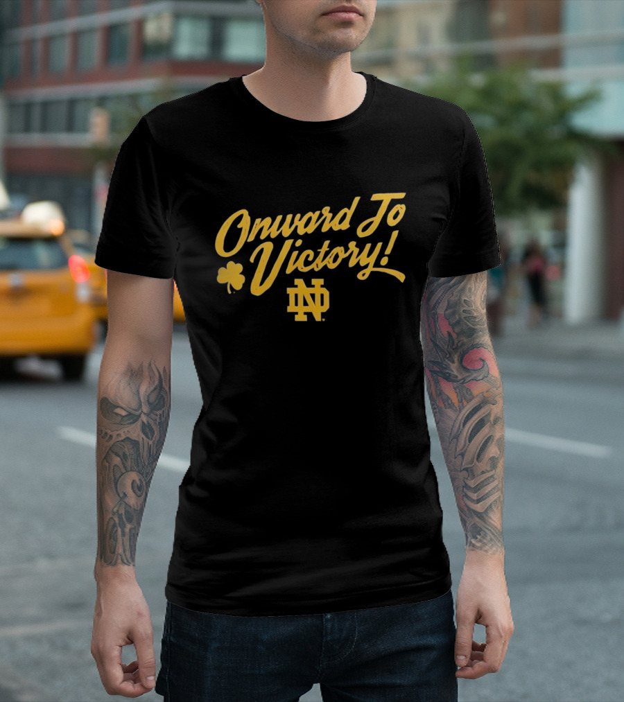Notre Dame Onward To Victory ND Logo And Shamrock T-Shirt