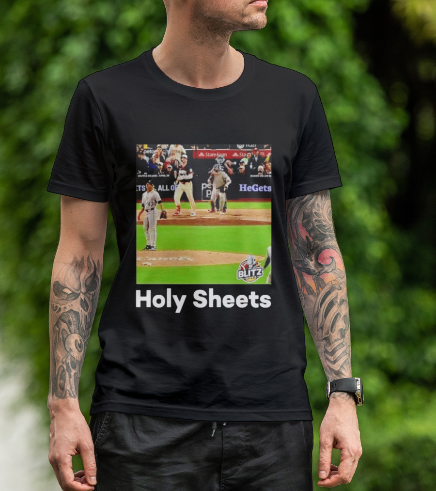 Padres Blitz Baseball Holy Sheets Petco Park T-Shirt
