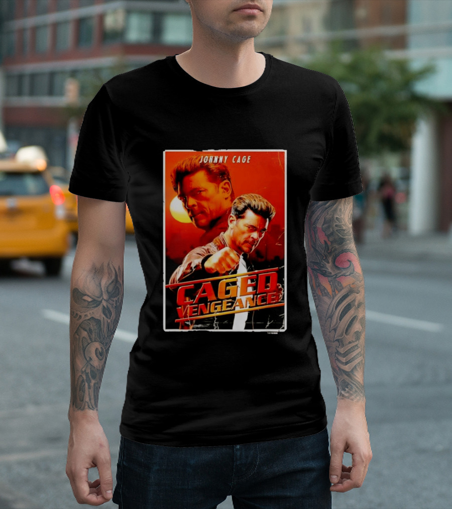 Johnny Cage Caged Vengeance Retro Action Movie T-Shirt