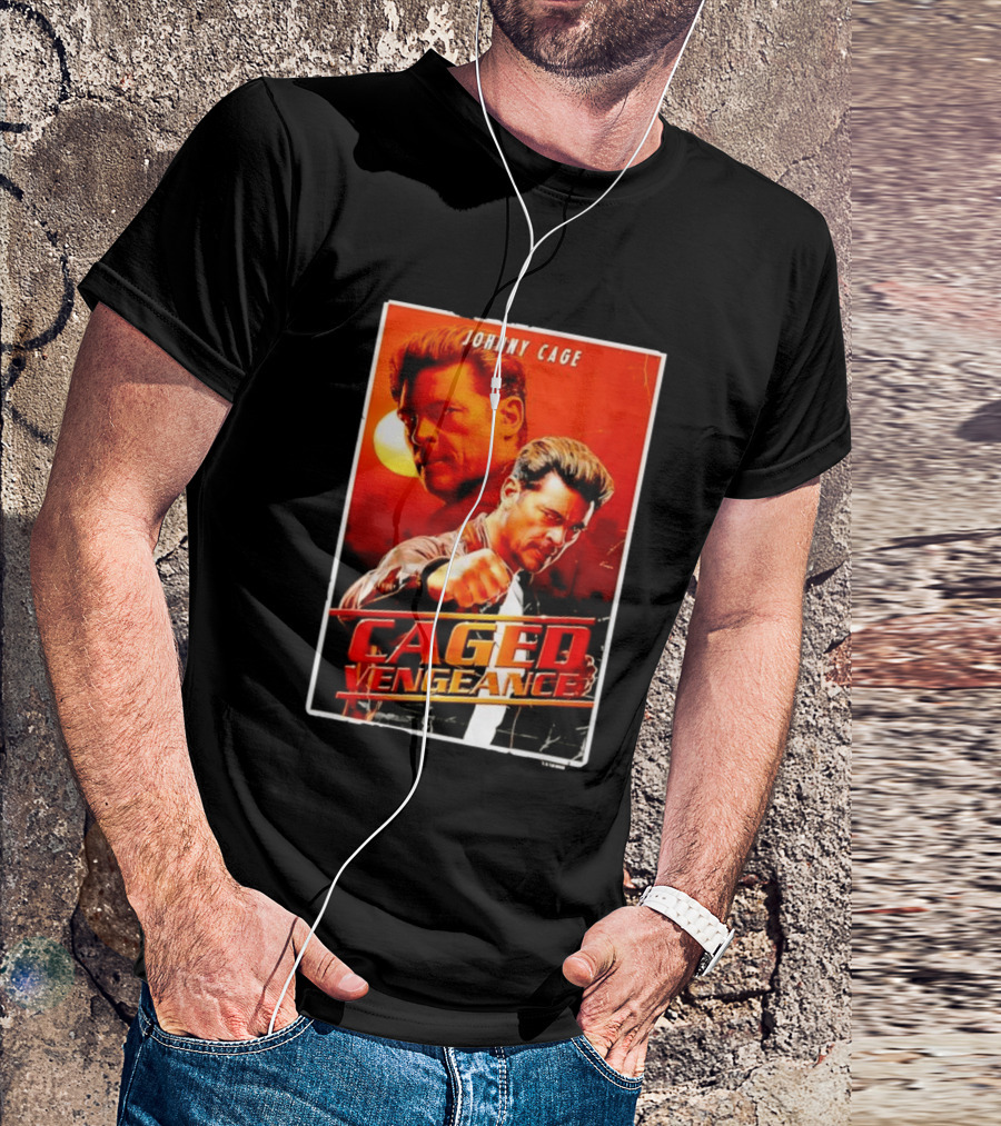 Johnny Cage Caged Vengeance Retro Action Movie T-Shirt