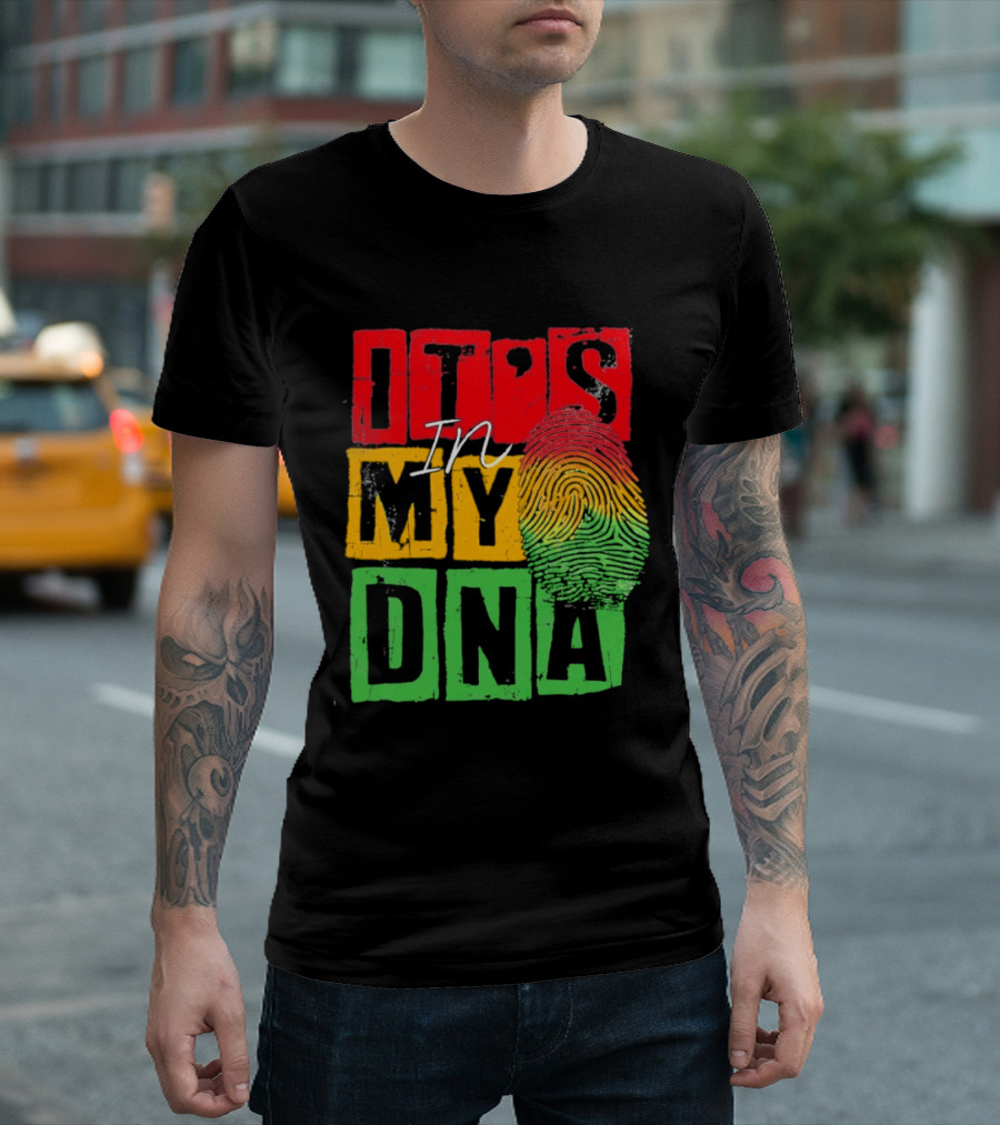 Juneteenth Black Queen It's In My DNA Fingerprint Red Yellow Green T-Shirt