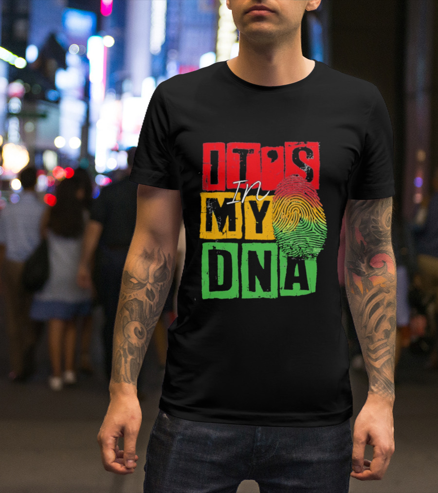 Juneteenth Black Queen It's In My DNA Fingerprint Red Yellow Green T-Shirt