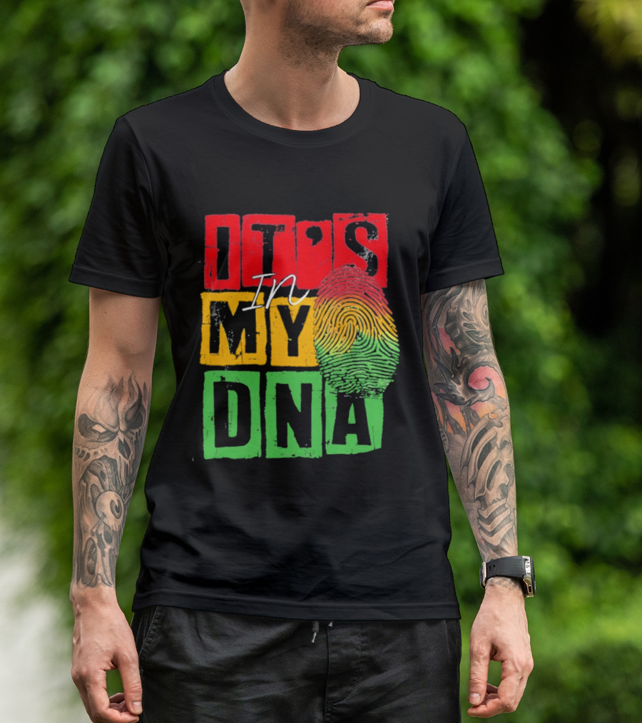 Juneteenth Black Queen It's In My DNA Fingerprint Red Yellow Green T-Shirt