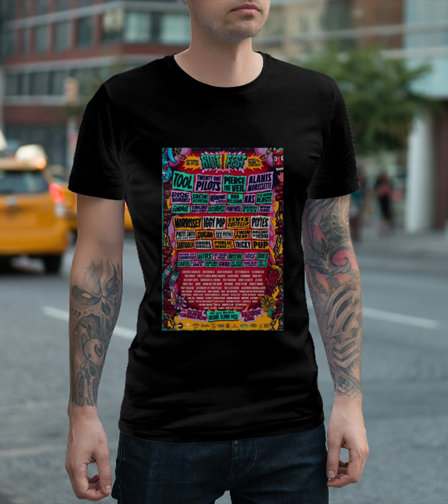 Riot Fest 2026 Lineup Featuring Tool Nine Inch Nails Iggy Pop Pixies Chicago T-Shirt