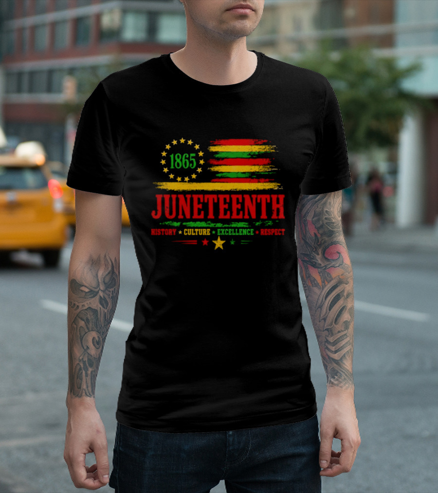 Juneteenth 1865 Flag History Culture Excellence Respect T-Shirt