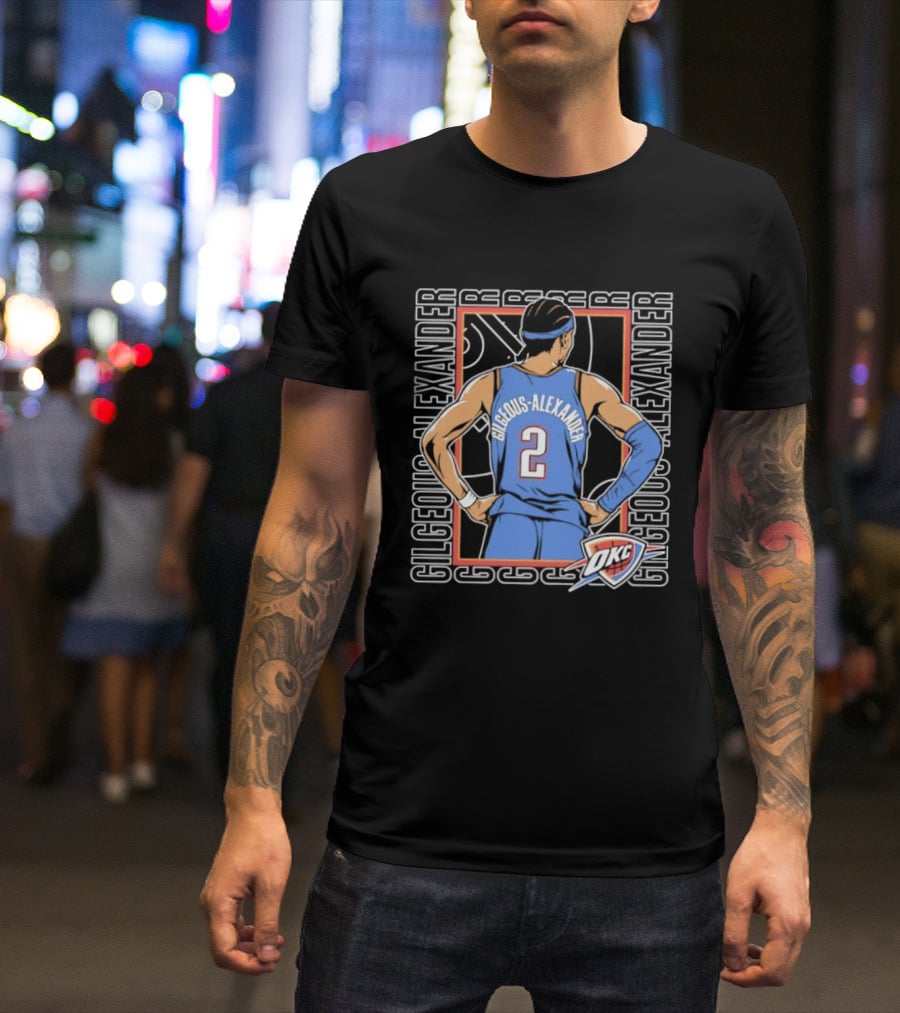 Shai Gilgeous Alexander Oklahoma City Thunder Number 2 Player Pose Repeat T-Shirt