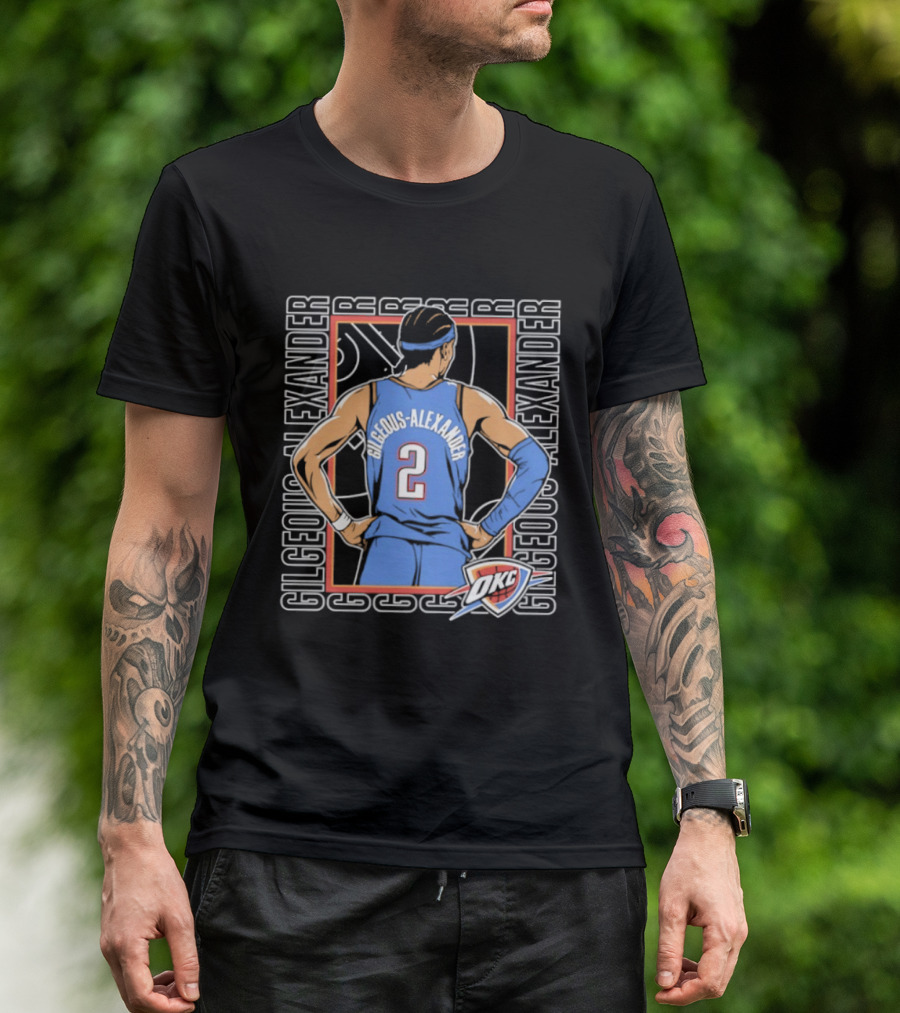 Shai Gilgeous Alexander Oklahoma City Thunder Number 2 Player Pose Repeat T-Shirt