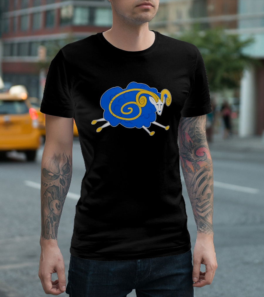 Los Angeles Rams Cursed Spiral Blue Sheep T-Shirt