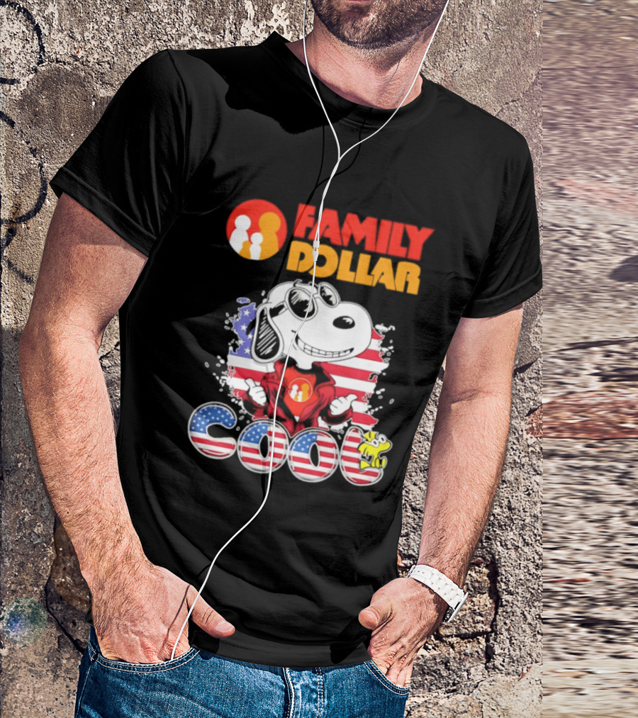 Family Dollar Snoopy I Love Cool Woodstock American Flag T-Shirt