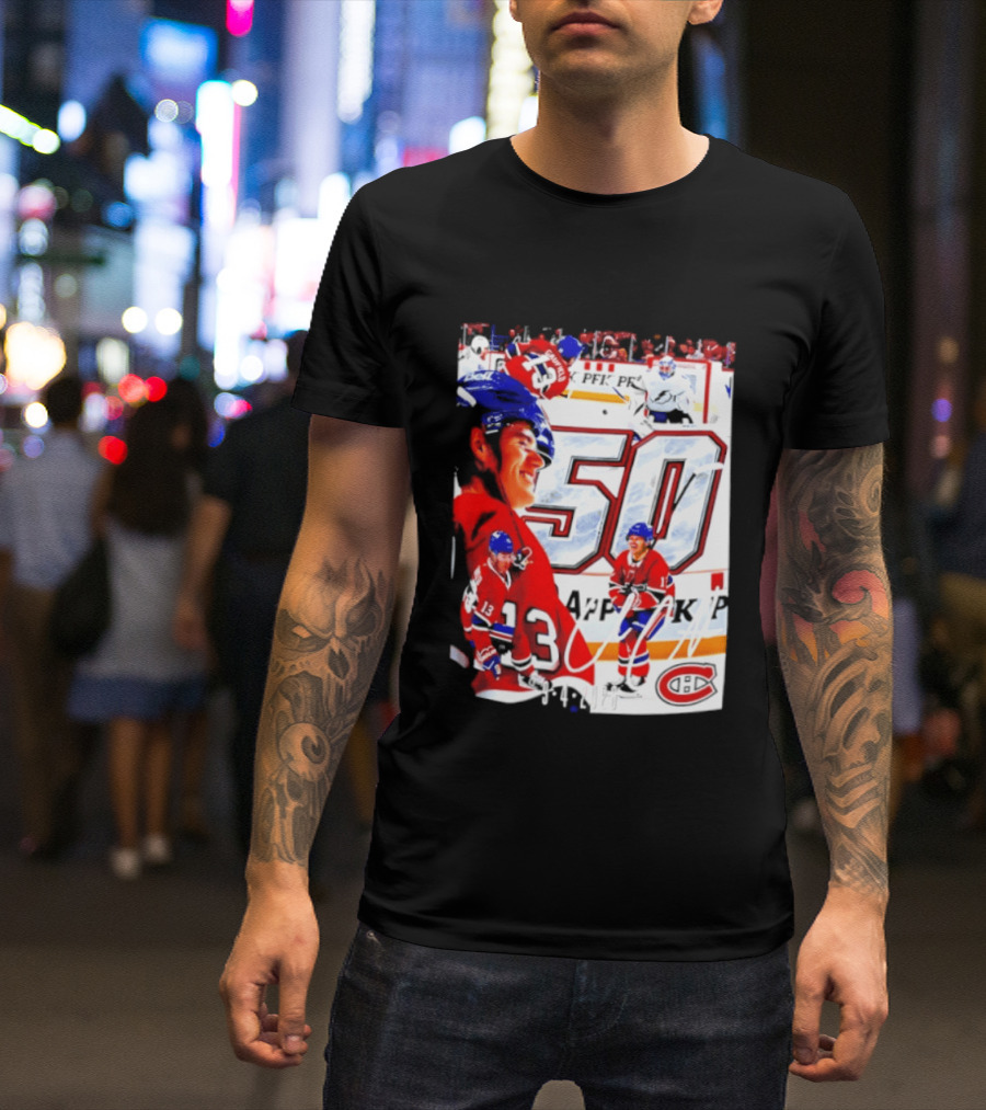 Montreal Canadiens Cole Caufield 50 Goals Celebration 2026 T-Shirt