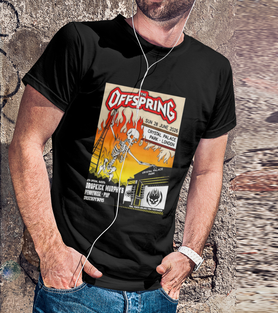 The Offspring Concert June 28 2026 Crystal Palace Park London Dropkick Murphys Pennywise Pup Destroy Boys T-Shirt