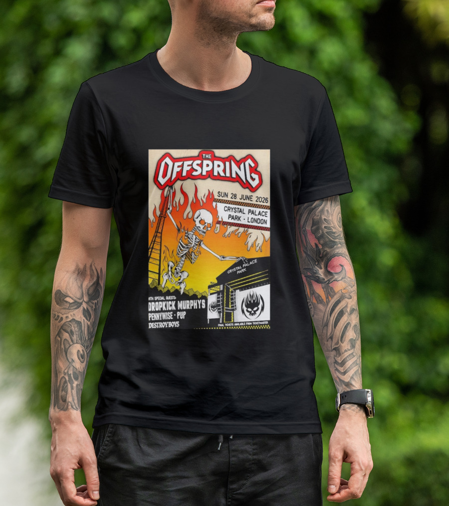 The Offspring Concert June 28 2026 Crystal Palace Park London Dropkick Murphys Pennywise Pup Destroy Boys T-Shirt